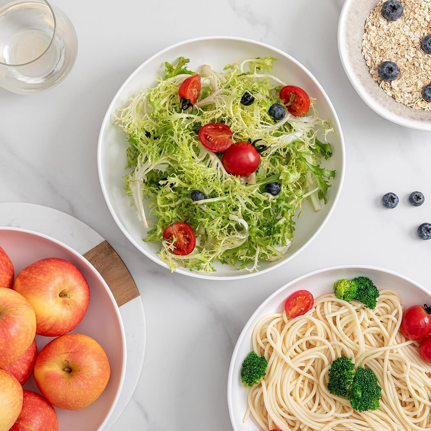 6PCS Pasta bowl set, classic white, lightweight and unbreakable, durable, suitable for serving pasta, fruit, salad, soup, dessert, etc.