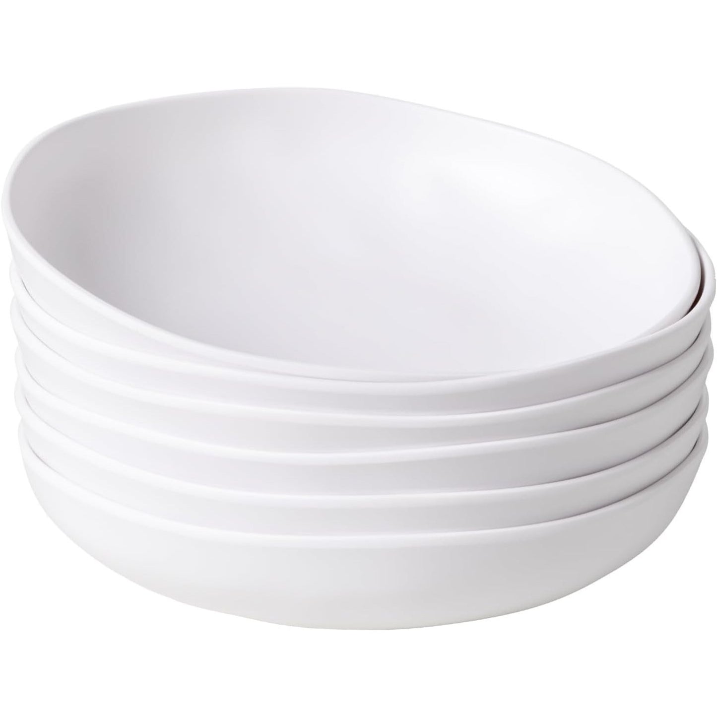6PCS Pasta bowl set, classic white, lightweight and unbreakable, durable, suitable for serving pasta, fruit, salad, soup, dessert, etc.