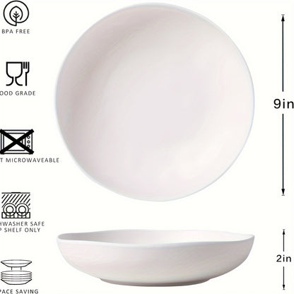 Pasta Bowl Set, Set Of 6, Large 9'' And 40 OZ Salad Bowl Set, Shatterproof Dinner Bowls, Serving Bowls For Soup, Fruits, Lightweight And Unbreakable Bowls Set, Matte White