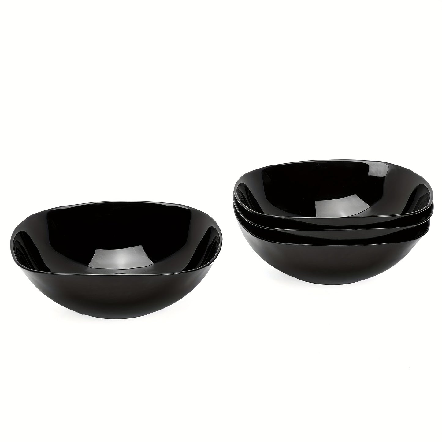 4pcs, 25oz Square Glass Cereal and Soup Bowl Set - Lightweight, Scratch-Resistant, Microwave & Dishwasher Safe, Perfect for Cereal, Soup, Salad, Noodles And Rice, Black\u002FWhite, LaGlint