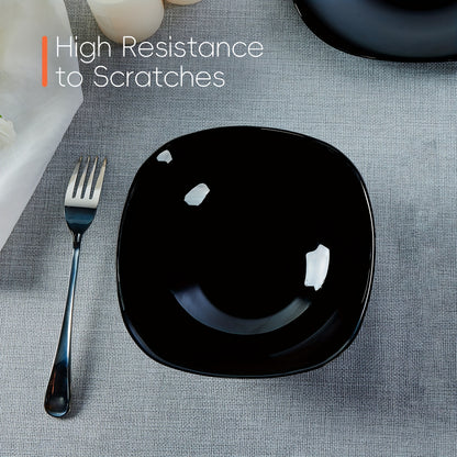 4pcs, 25oz Square Glass Cereal and Soup Bowl Set - Lightweight, Scratch-Resistant, Microwave & Dishwasher Safe, Perfect for Cereal, Soup, Salad, Noodles And Rice, Black\u002FWhite, LaGlint