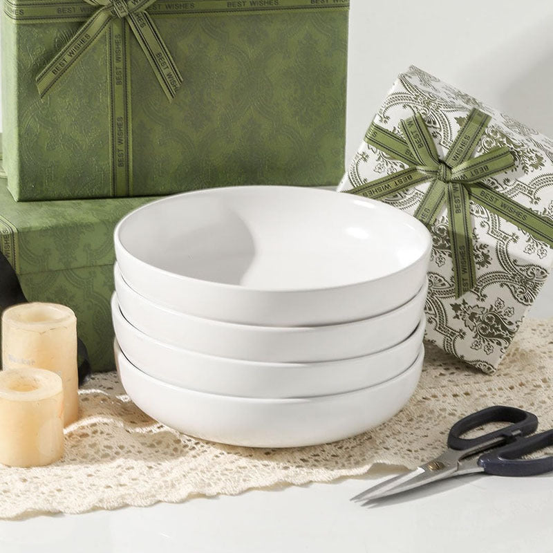 6PCS Pasta bowl set, classic white, lightweight and unbreakable, durable, suitable for serving pasta, fruit, salad, soup, dessert, etc.