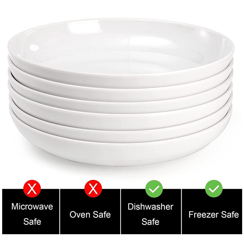 6PCS Pasta bowl set, classic white, lightweight and unbreakable, durable, suitable for serving pasta, fruit, salad, soup, dessert, etc.
