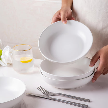 Pasta Bowl Set, Set Of 6, Large 9'' And 40 OZ Salad Bowl Set, Shatterproof Dinner Bowls, Serving Bowls For Soup, Fruits, Lightweight And Unbreakable Bowls Set, Matte White
