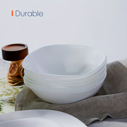 4pcs, 25oz Square Glass Cereal and Soup Bowl Set - Lightweight, Scratch-Resistant, Microwave & Dishwasher Safe, Perfect for Cereal, Soup, Salad, Noodles And Rice, Black\u002FWhite, LaGlint