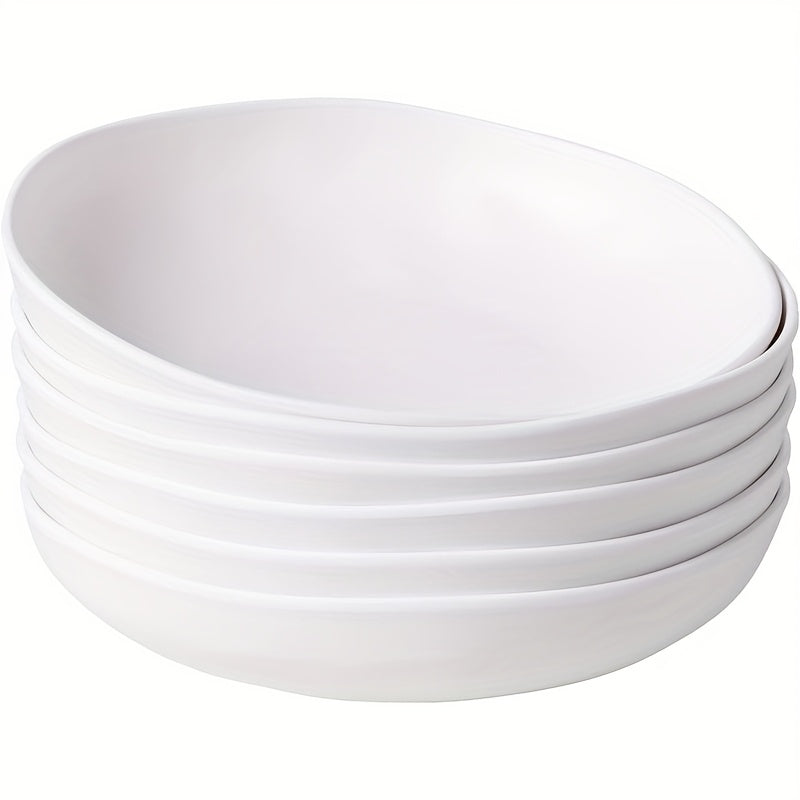 Pasta Bowl Set, Set Of 6, Large 9'' And 40 OZ Salad Bowl Set, Shatterproof Dinner Bowls, Serving Bowls For Soup, Fruits, Lightweight And Unbreakable Bowls Set, Matte White