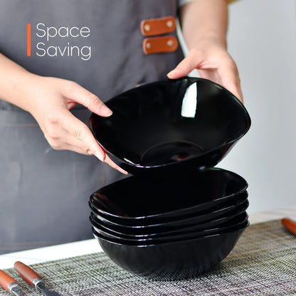 4pcs, 25oz Square Glass Cereal and Soup Bowl Set - Lightweight, Scratch-Resistant, Microwave & Dishwasher Safe, Perfect for Cereal, Soup, Salad, Noodles And Rice, Black\u002FWhite, LaGlint