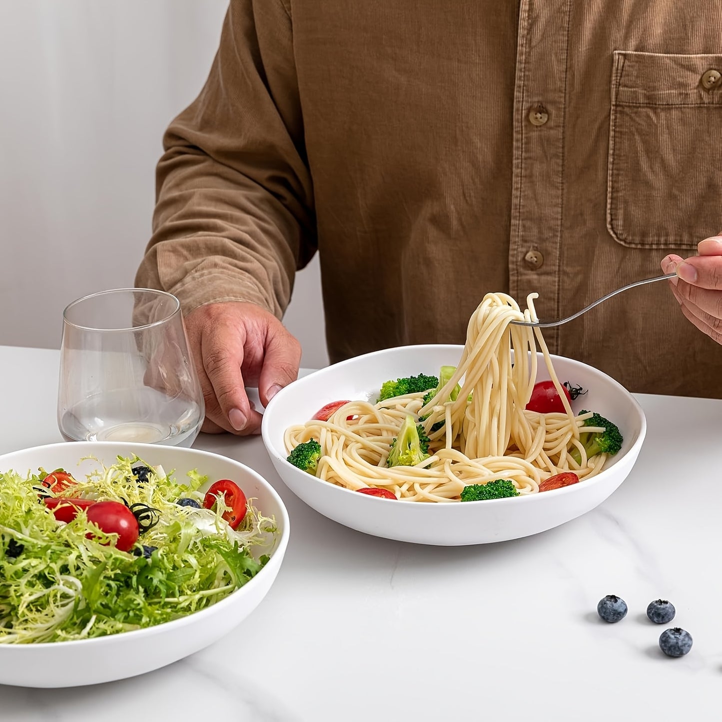 Pasta Bowl Set, Set Of 6, Large 9'' And 40 OZ Salad Bowl Set, Shatterproof Dinner Bowls, Serving Bowls For Soup, Fruits, Lightweight And Unbreakable Bowls Set, Matte White