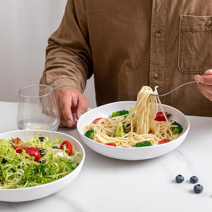 Pasta Bowl Set, Set Of 6, Large 9'' And 40 OZ Salad Bowl Set, Shatterproof Dinner Bowls, Serving Bowls For Soup, Fruits, Lightweight And Unbreakable Bowls Set, Matte White