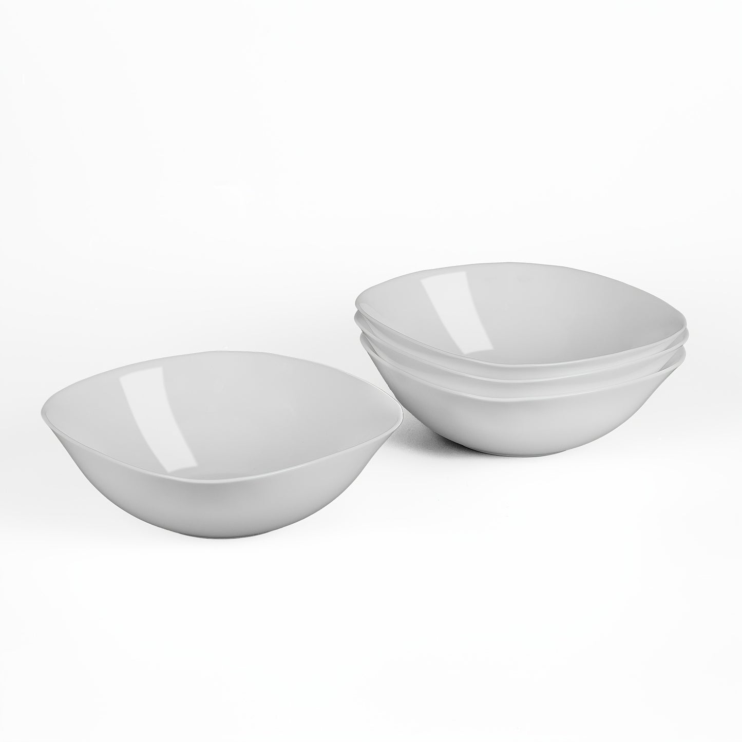 4pcs, 25oz Square Glass Cereal and Soup Bowl Set - Lightweight, Scratch-Resistant, Microwave & Dishwasher Safe, Perfect for Cereal, Soup, Salad, Noodles And Rice, Black\u002FWhite, LaGlint