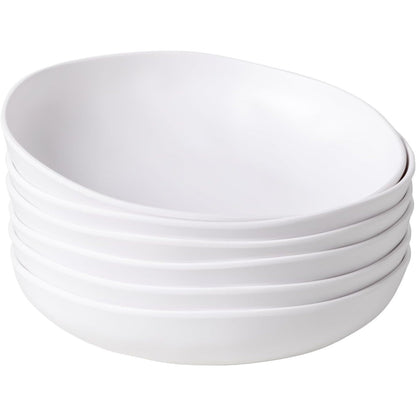 6PCS Pasta bowl set, classic white, lightweight and unbreakable, durable, suitable for serving pasta, fruit, salad, soup, dessert, etc.