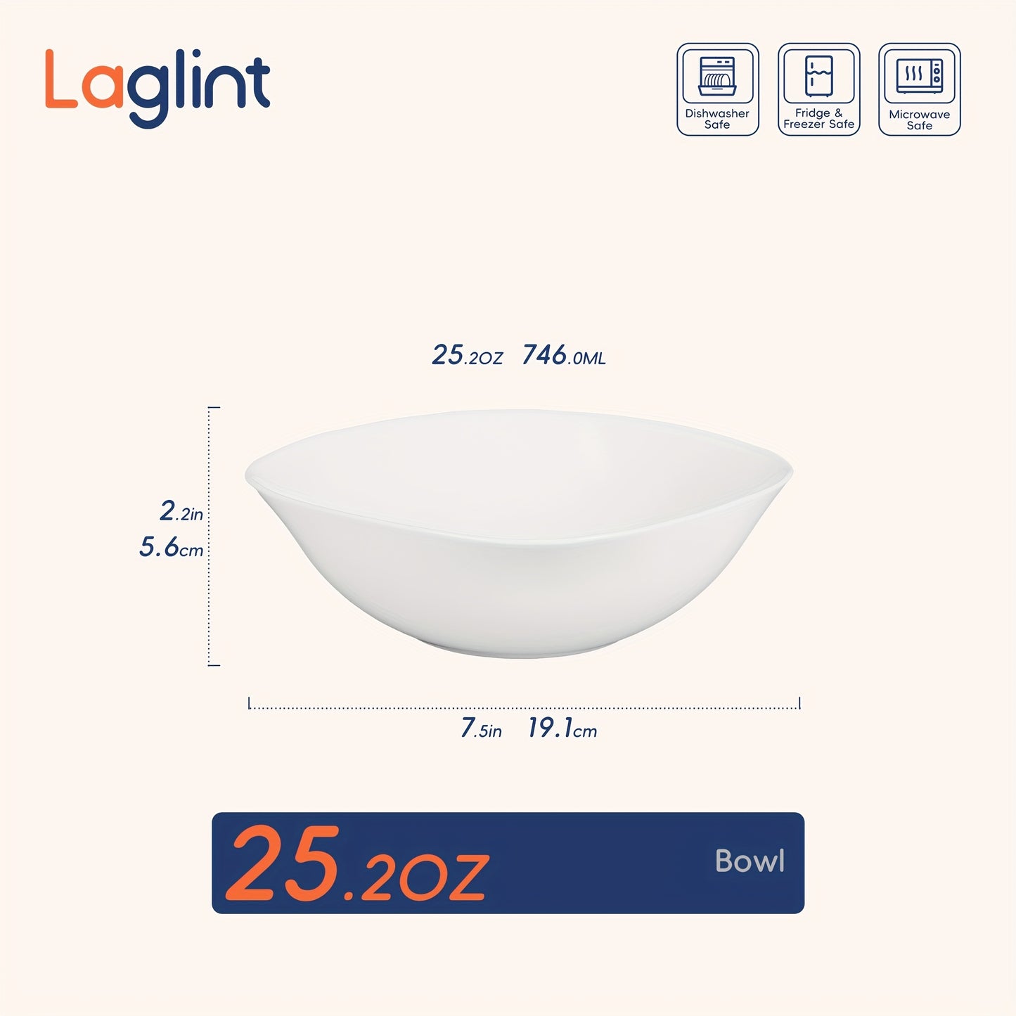 4pcs, 25oz Square Glass Cereal and Soup Bowl Set - Lightweight, Scratch-Resistant, Microwave & Dishwasher Safe, Perfect for Cereal, Soup, Salad, Noodles And Rice, Black\u002FWhite, LaGlint