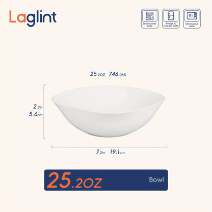 4pcs, 25oz Square Glass Cereal and Soup Bowl Set - Lightweight, Scratch-Resistant, Microwave & Dishwasher Safe, Perfect for Cereal, Soup, Salad, Noodles And Rice, Black\u002FWhite, LaGlint