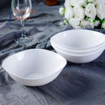 4pcs, 25oz Square Glass Cereal and Soup Bowl Set - Lightweight, Scratch-Resistant, Microwave & Dishwasher Safe, Perfect for Cereal, Soup, Salad, Noodles And Rice, Black\u002FWhite, LaGlint